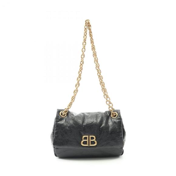 Balenciaga Monaco Mini Shoulder Bag, Leather, Women's, Black, 792977 - Picture 1 of 6